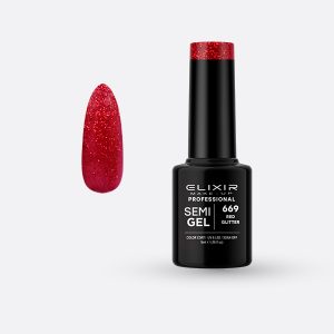 669 Semi Gel Color Red Glitter ELIXIR 5ml