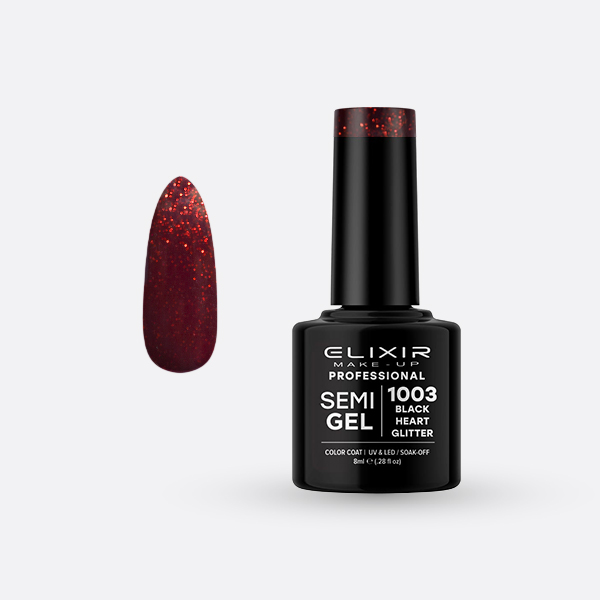 1003 SemiGel Black Heart Glitter ELIXIR 8ml