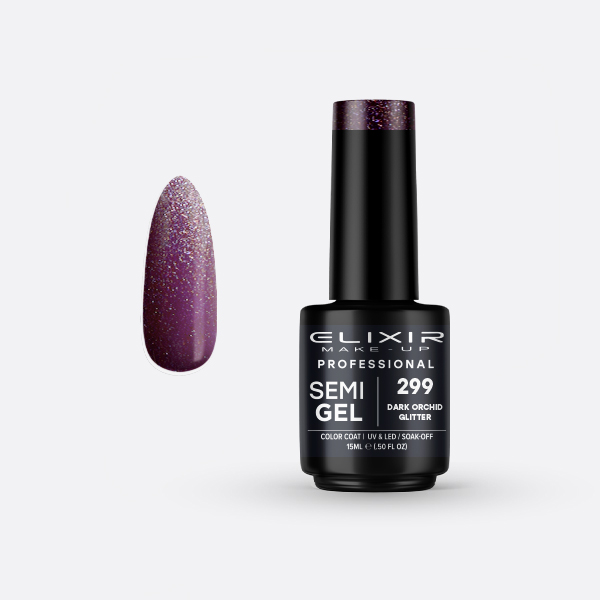 299 SemiGel Color Darkorchid Glitter ELIXIR 15ml